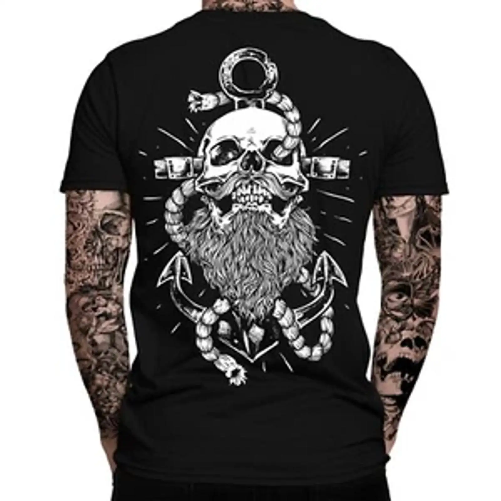 Vintage Fashion Hamburg - เสื้อยืด Anchor สำหรับผู้ชาย ลายหัวกะโหลก ฮัมบูร์ก เซเลอร์
