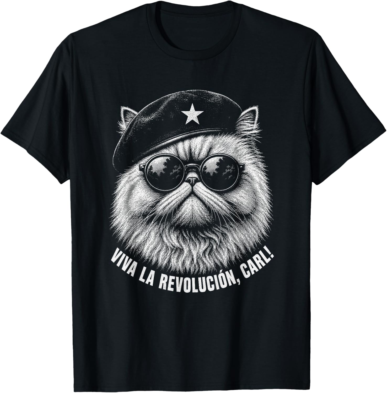 Vintage Fashion La - เสื้อยืดผู้ชายลายแมวตลก Viva La Revolucion Carl เสื้อยืดลายกราฟิกแมวสไตล์วินเทจ