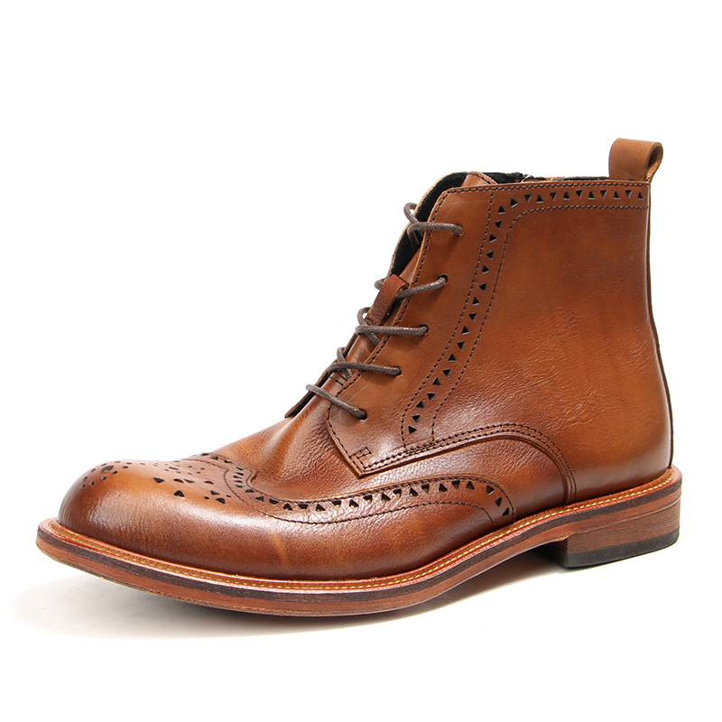 Vintage Outdoor Fashion - Vintage Mensข้อเท้ารองเท้าเชลซีหรูหราของแท้หนัง 2025 ฤดูใบไม้ผลิกลางแจ้งสไตล์อังกฤษแฟชั่นBroguesธุรกิจรองเท้าชาย